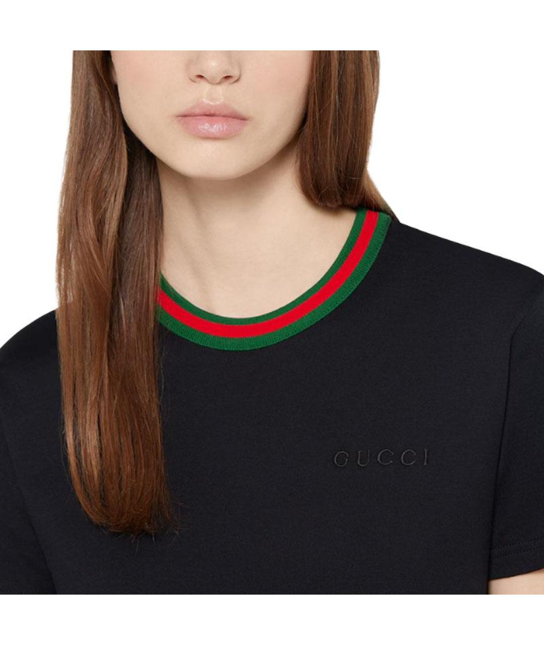 GUCCI Черная хлопковая футболка, фото 5