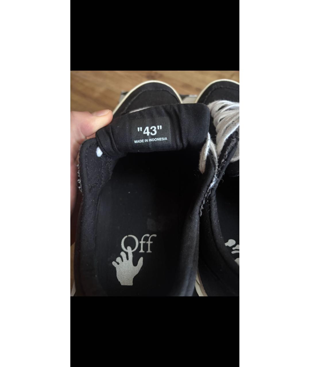 OFF-WHITE Черные текстильные низкие кроссовки / кеды, фото 4