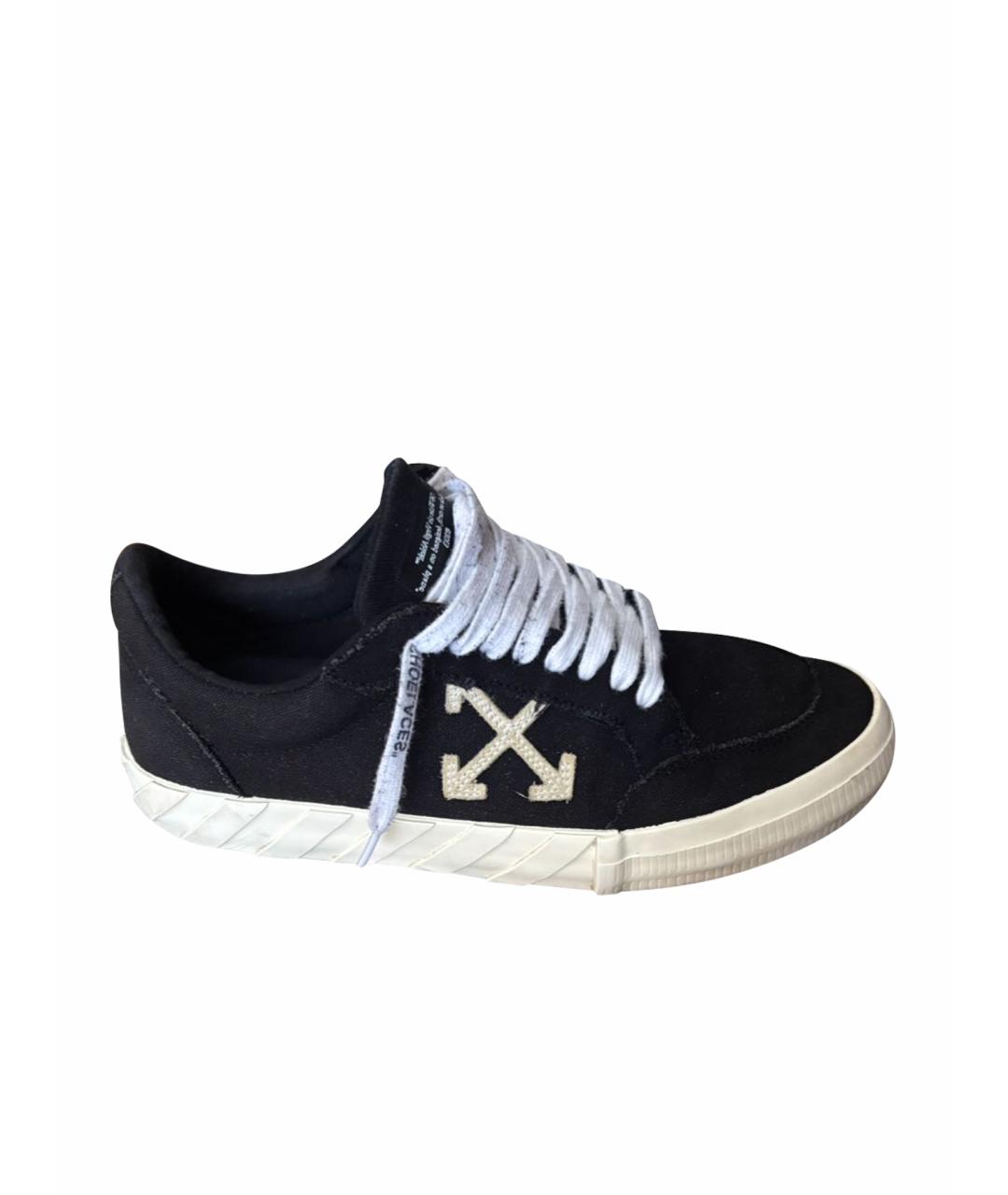 OFF-WHITE Черные текстильные низкие кроссовки / кеды, фото 1