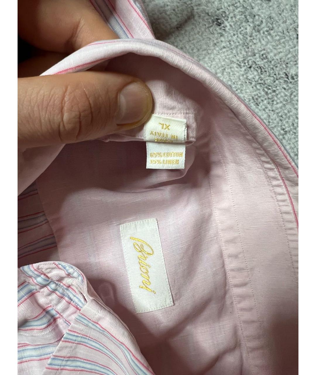 BRIONI Розовая льняная классическая рубашка, фото 7