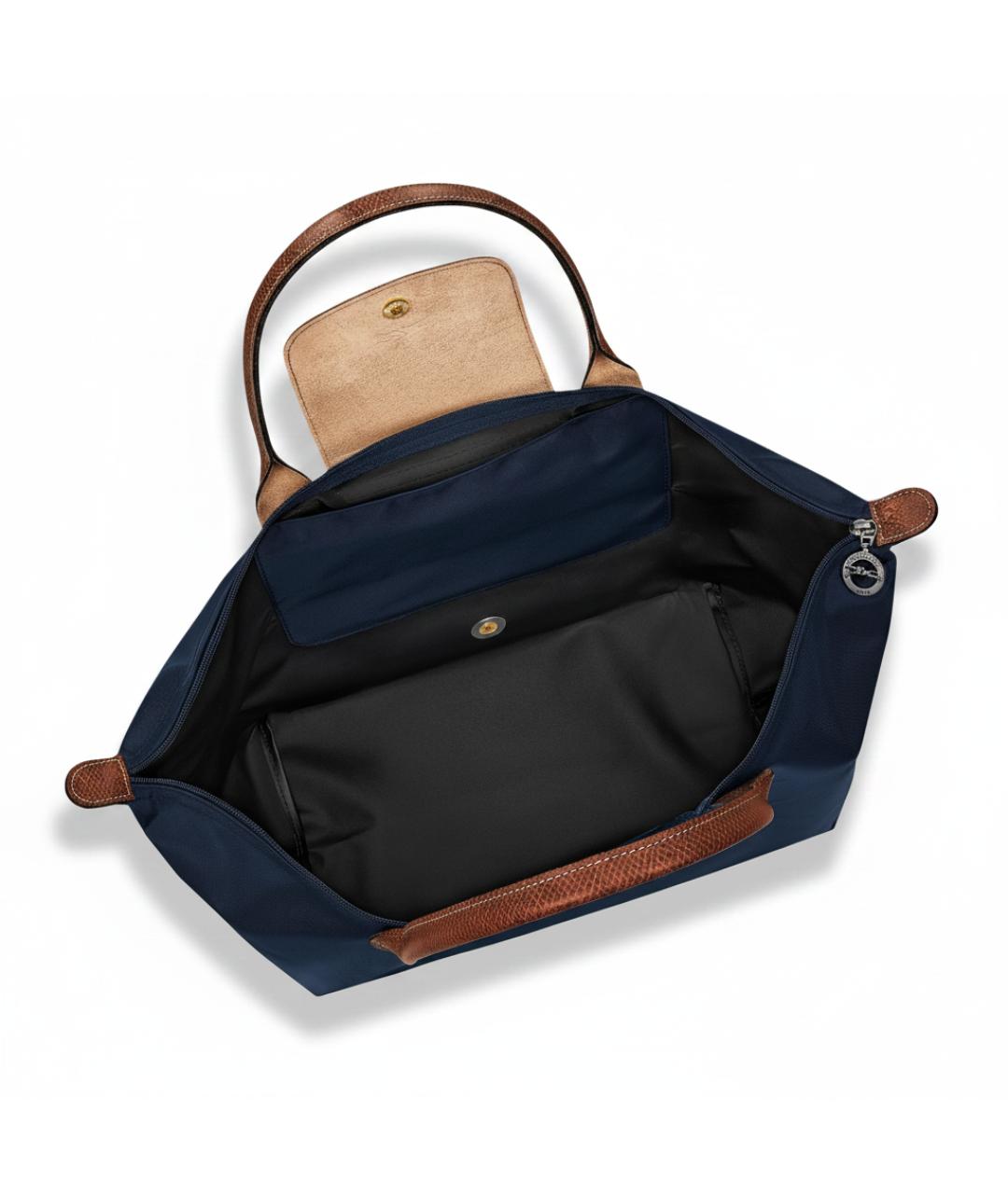LONGCHAMP Темно-синяя синтетическая сумка с короткими ручками, фото 4