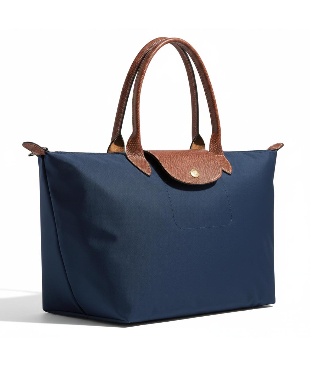 LONGCHAMP Темно-синяя синтетическая сумка с короткими ручками, фото 2