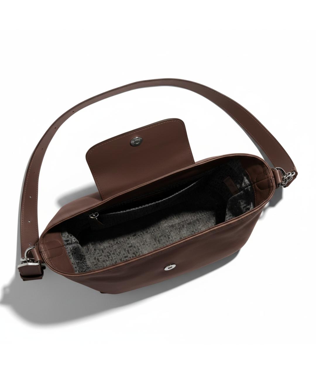 LONGCHAMP Коричневая кожаная сумка через плечо, фото 4