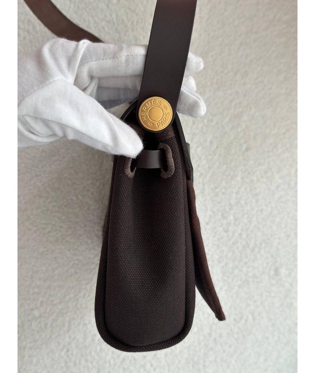 HERMES Коричневая тканевая сумка через плечо, фото 4