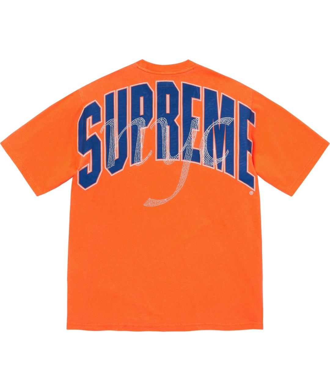 SUPREME Оранжевая хлопковая футболка, фото 2