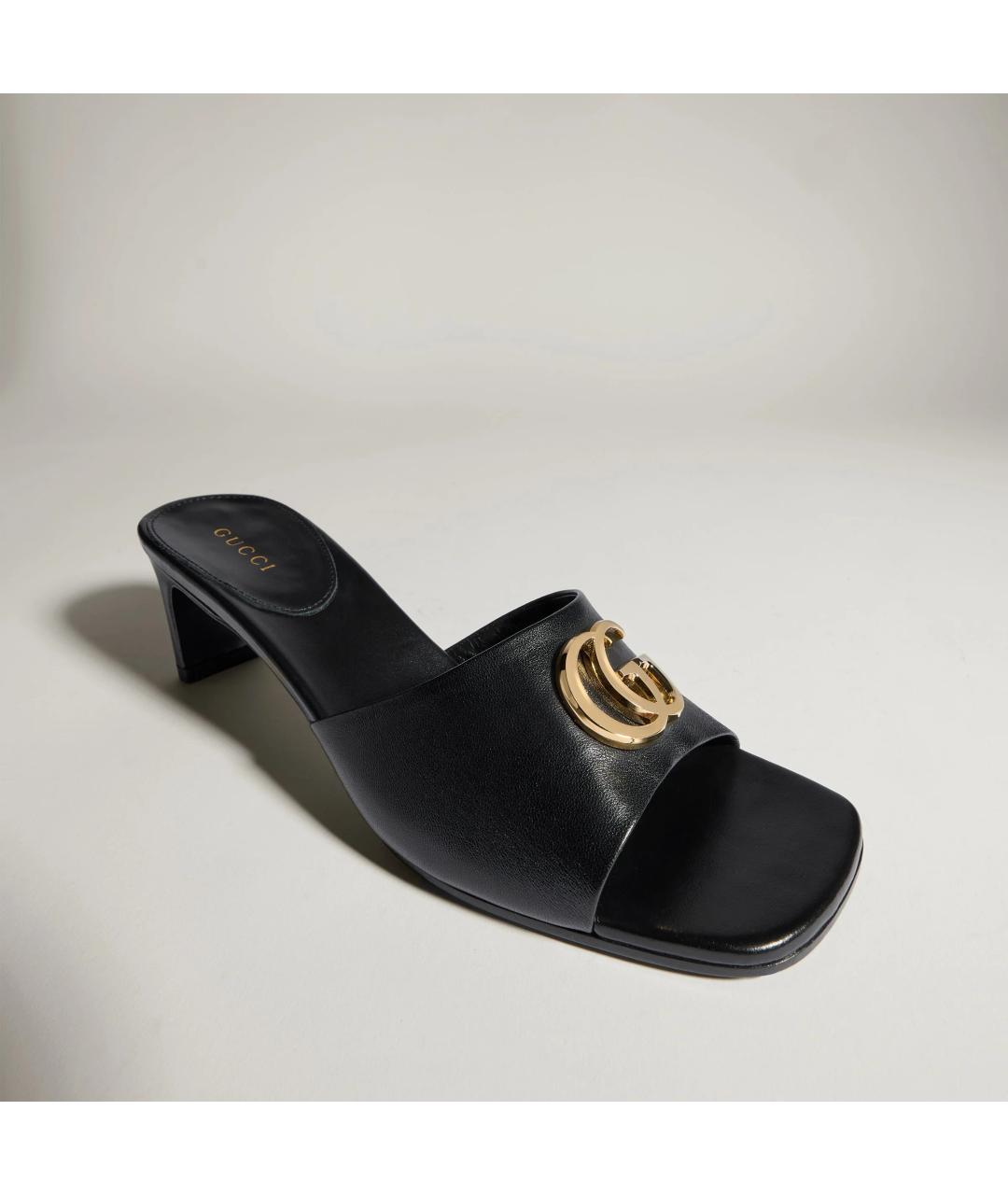 GUCCI Черные кожаные мюли, фото 2