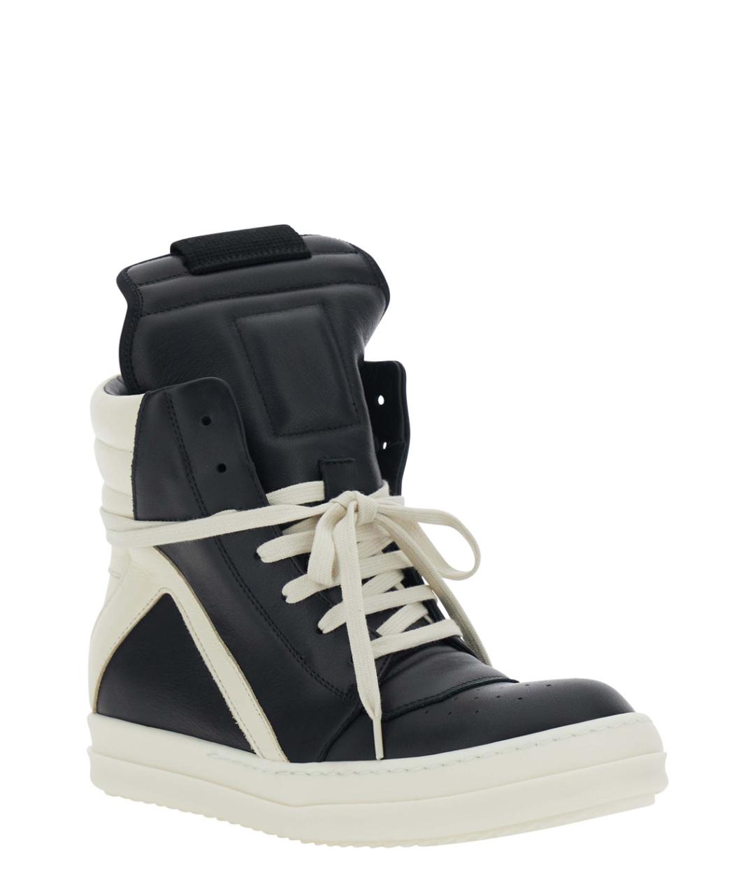 RICK OWENS Черные кожаные кроссовки, фото 2