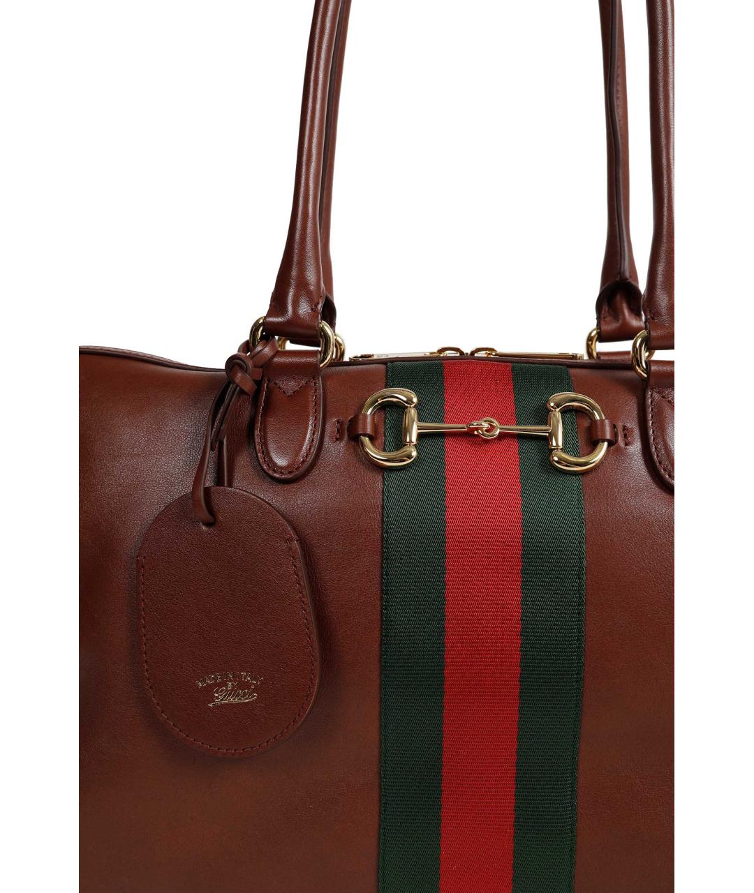 GUCCI Коричневая кожаная сумка через плечо, фото 4