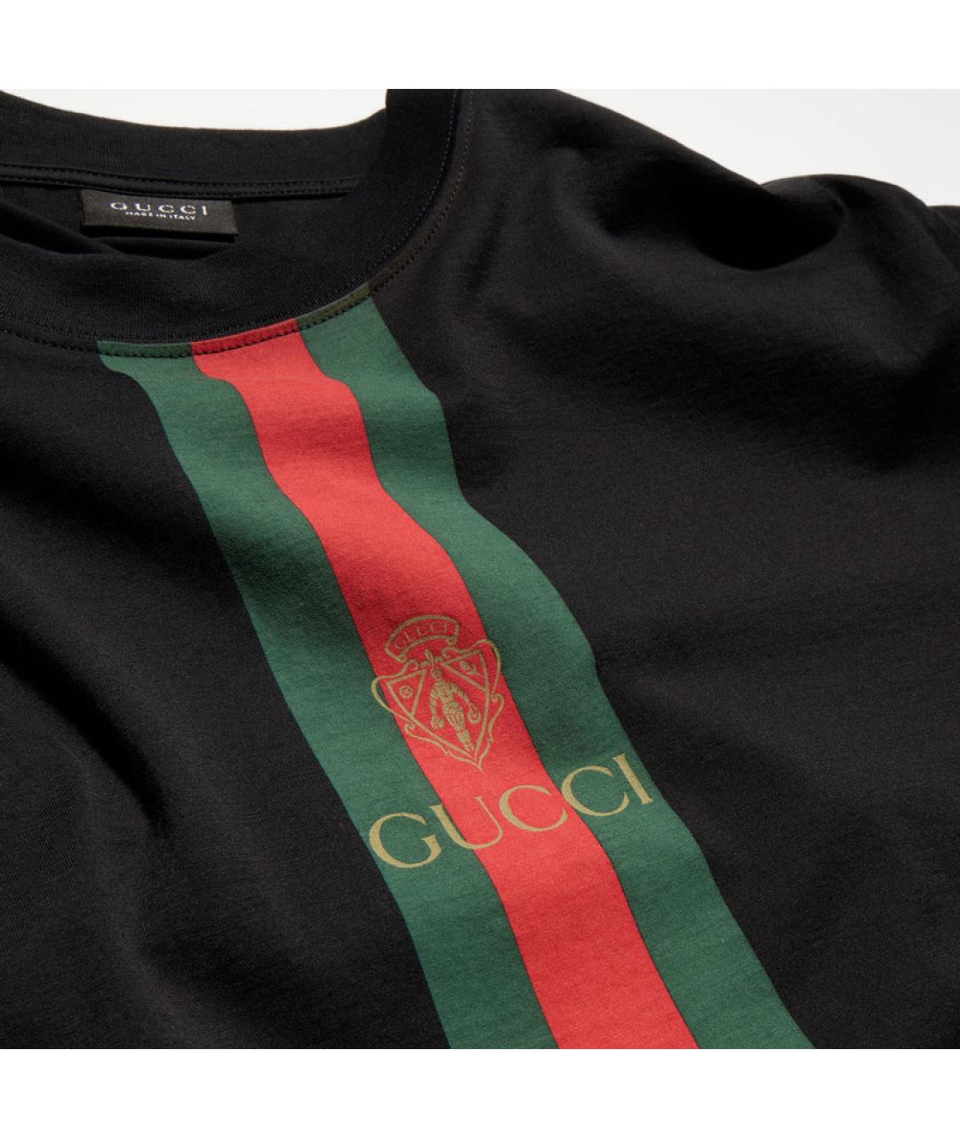 GUCCI Черная хлопковая футболка, фото 2