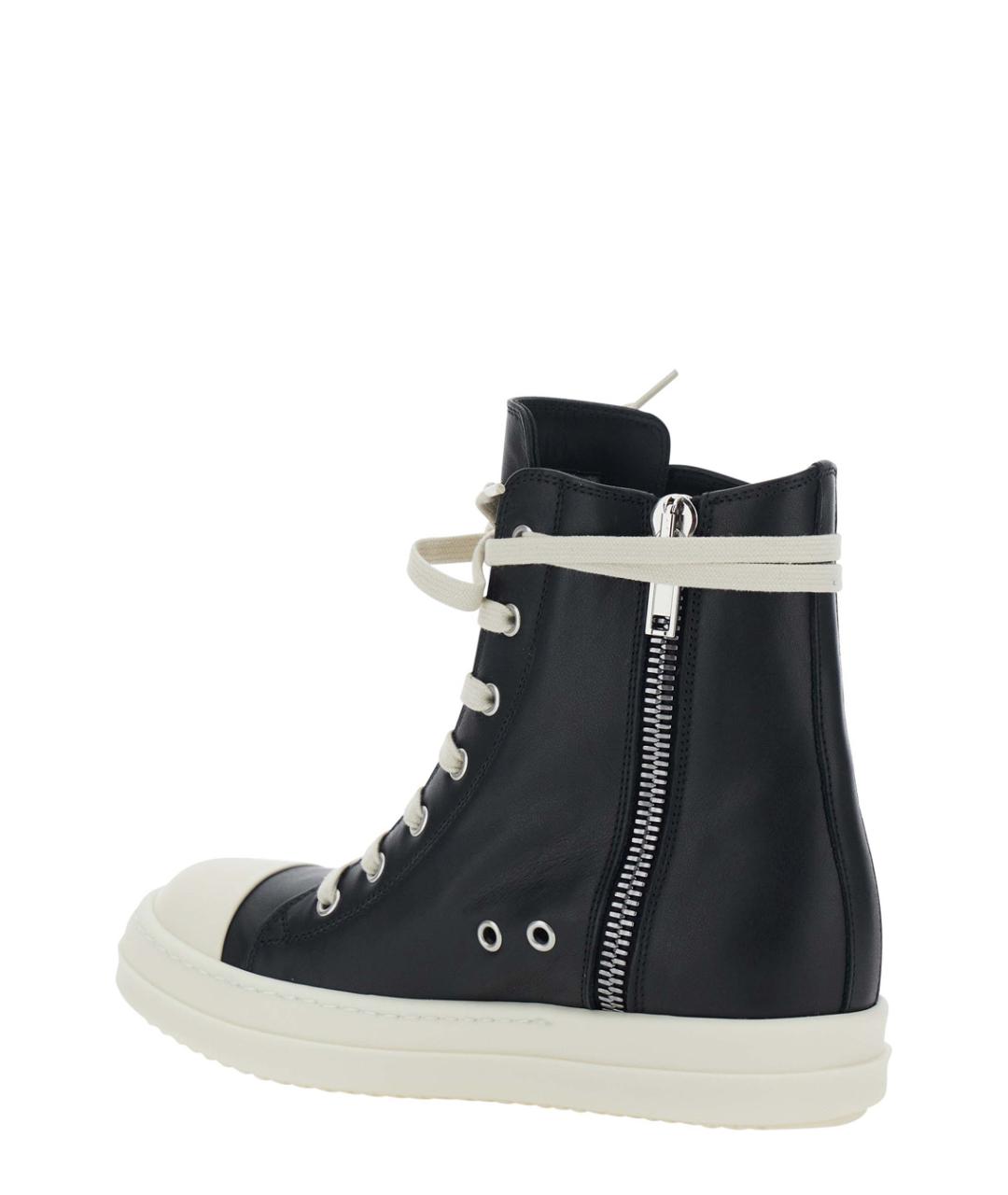 RICK OWENS Черные кожаные кроссовки, фото 3