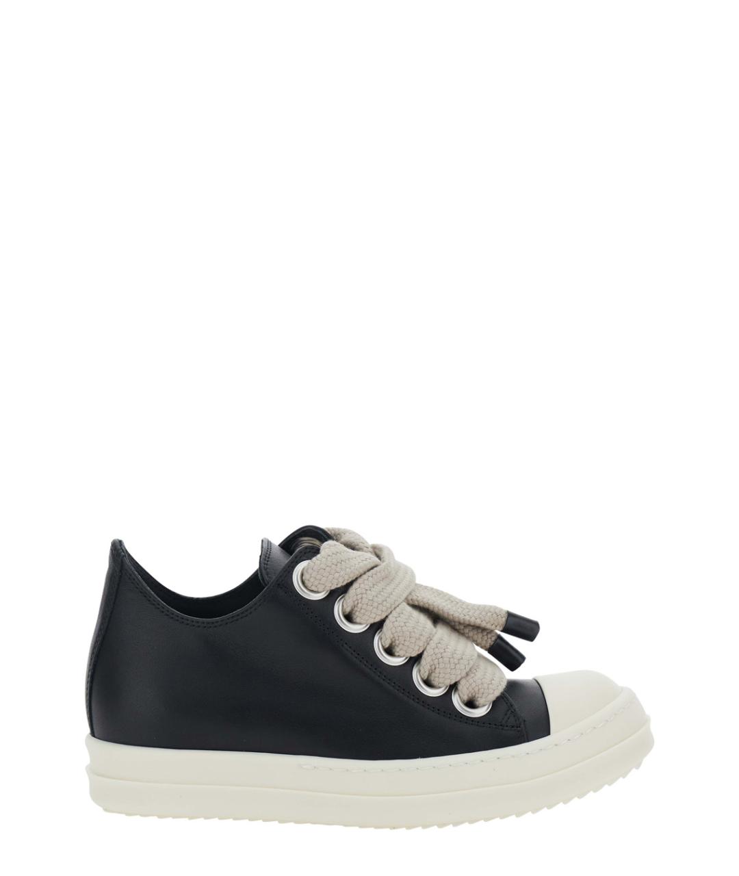 RICK OWENS Черные кожаные кроссовки, фото 1