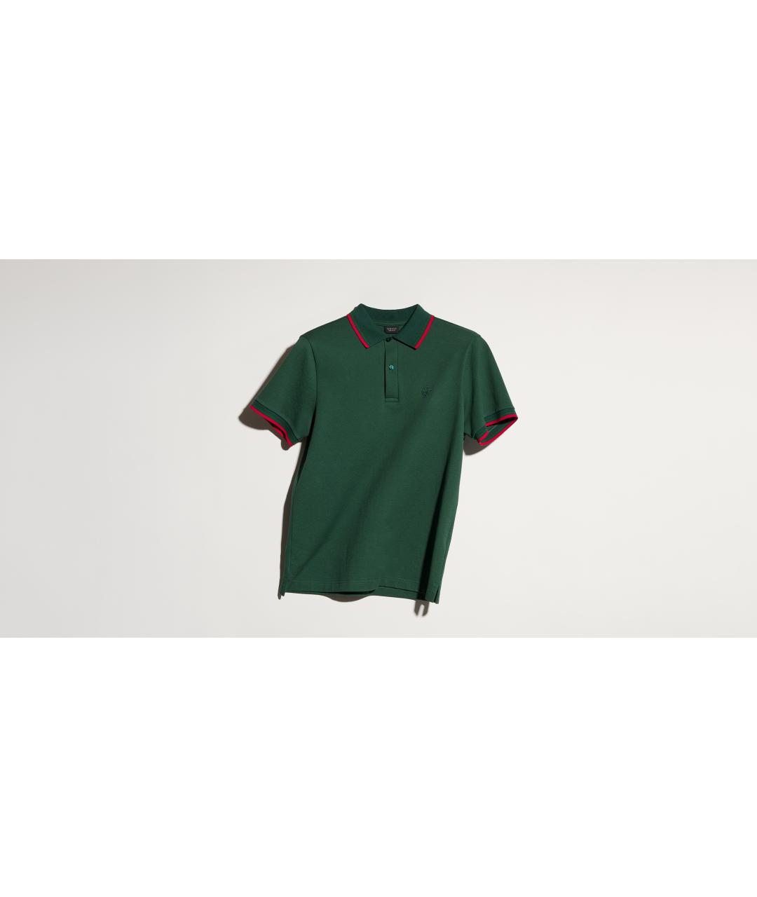 GUCCI Зеленое хлопковое поло с коротким рукавом, фото 3