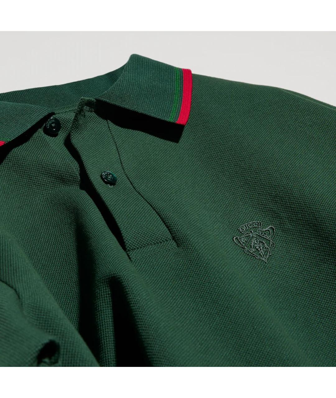 GUCCI Зеленое хлопковое поло с коротким рукавом, фото 2