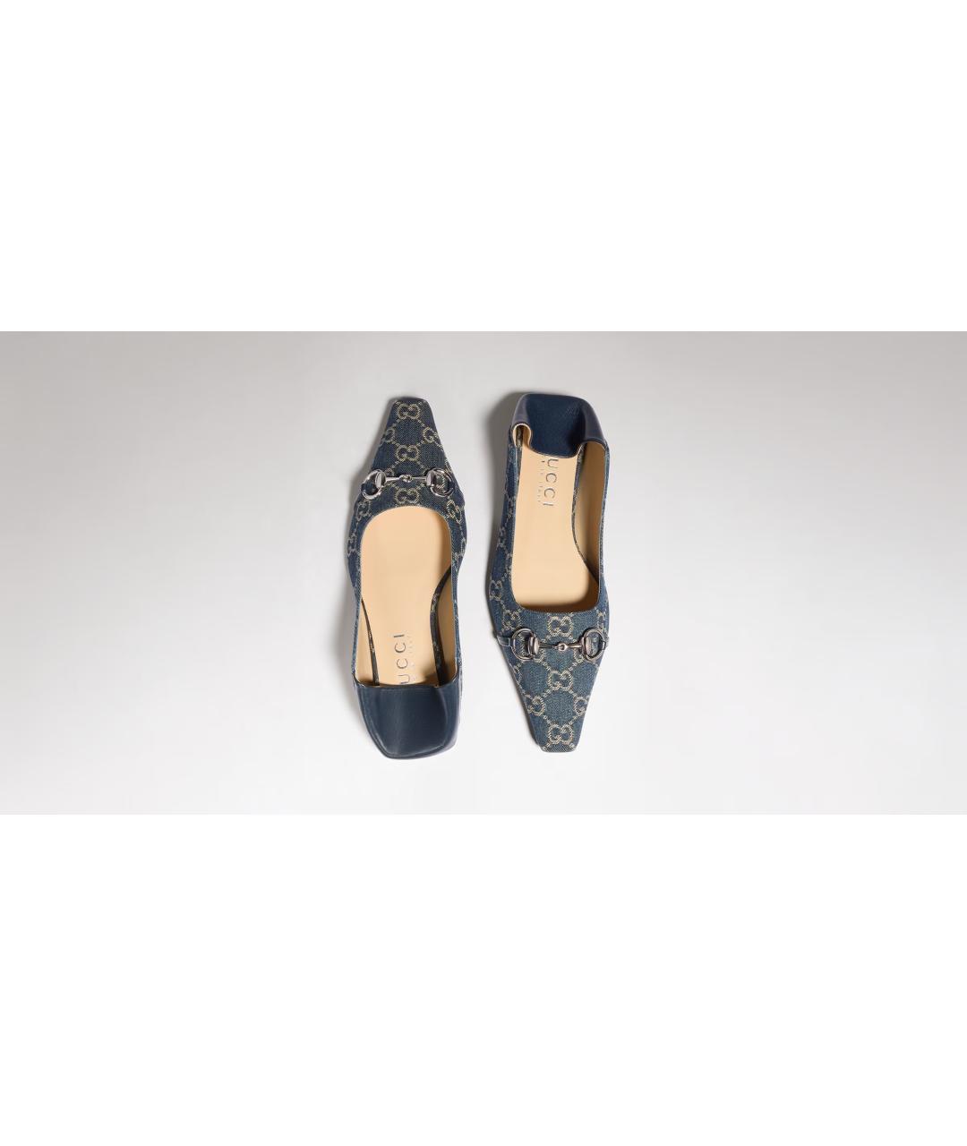 GUCCI Синие текстильные балетки, фото 5