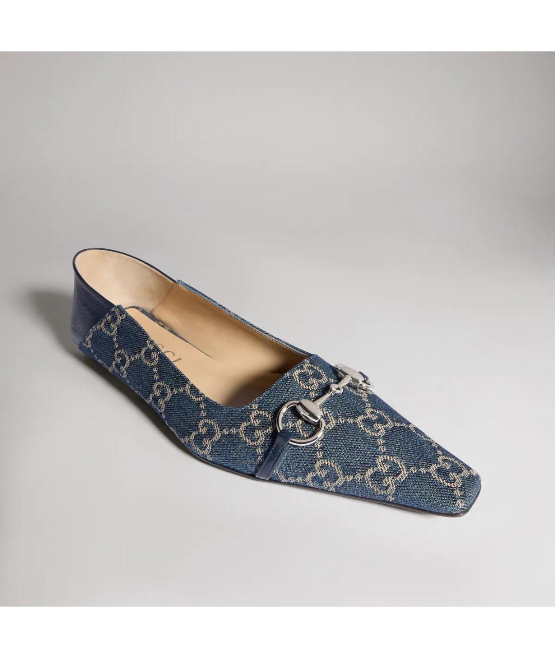 GUCCI Синие текстильные балетки, фото 2