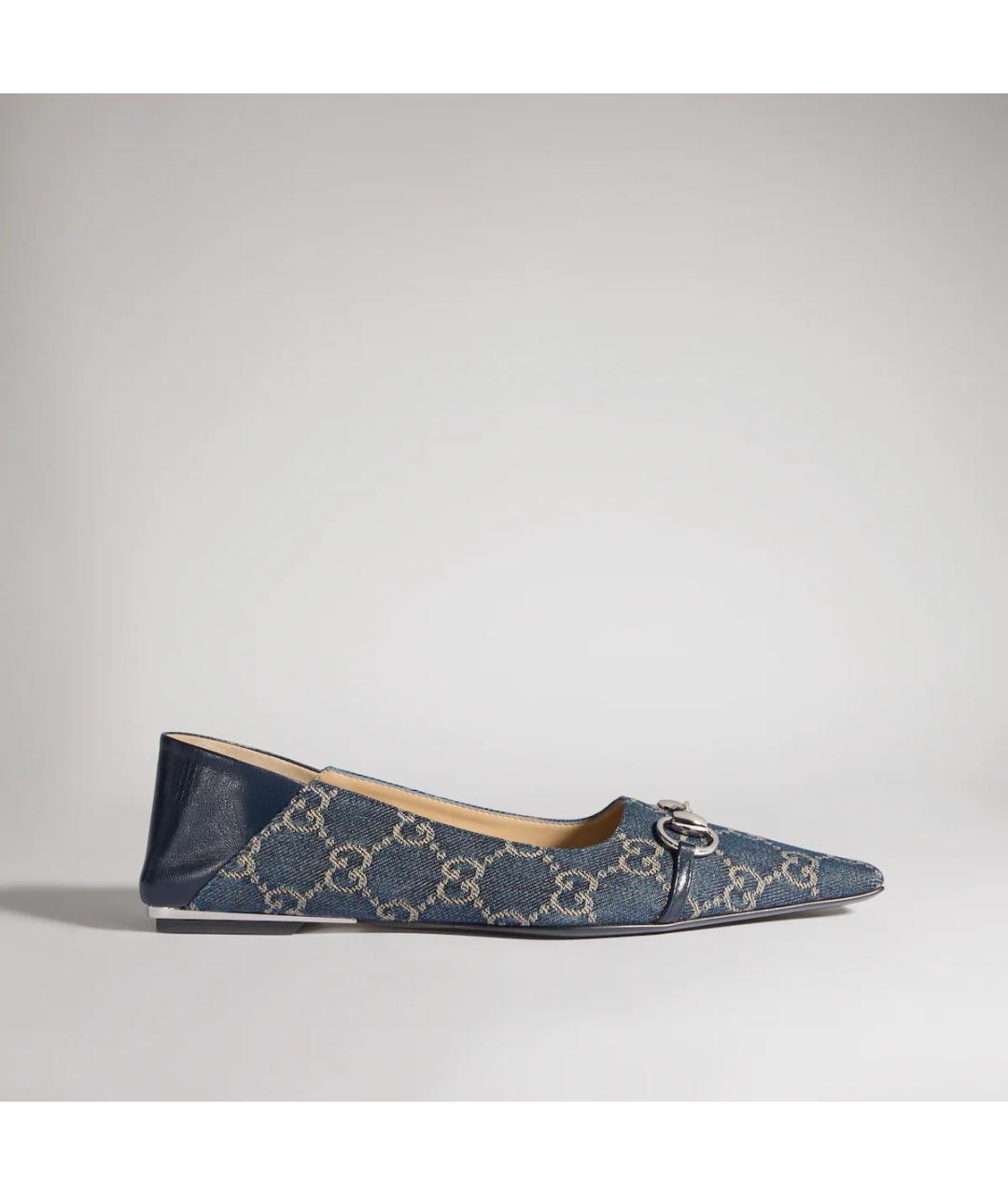 GUCCI Синие текстильные балетки, фото 6