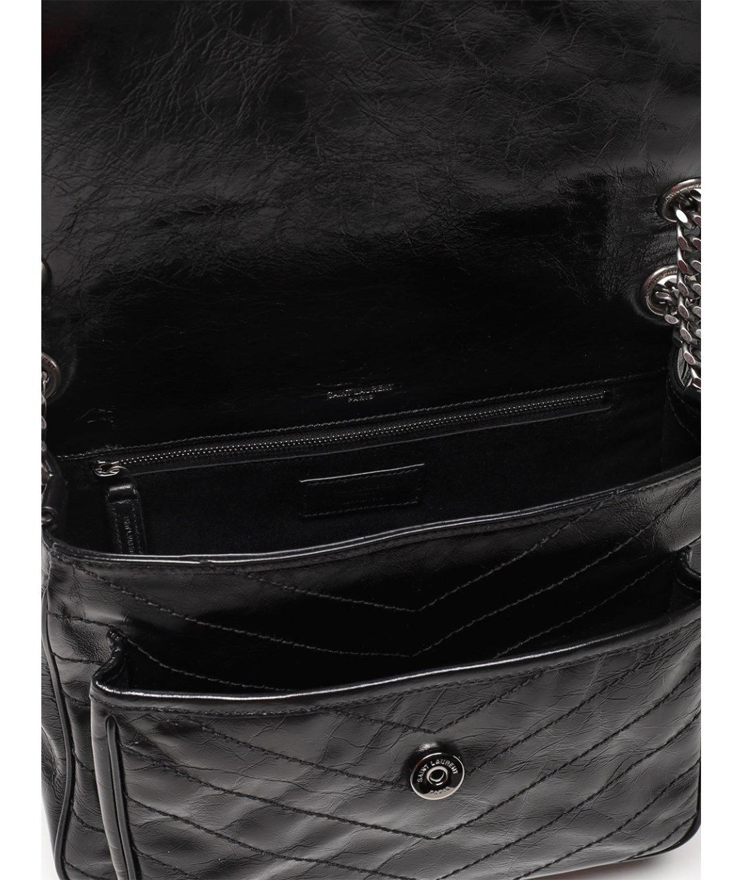 SAINT LAURENT Черная сумка через плечо из лакированной кожи, фото 4