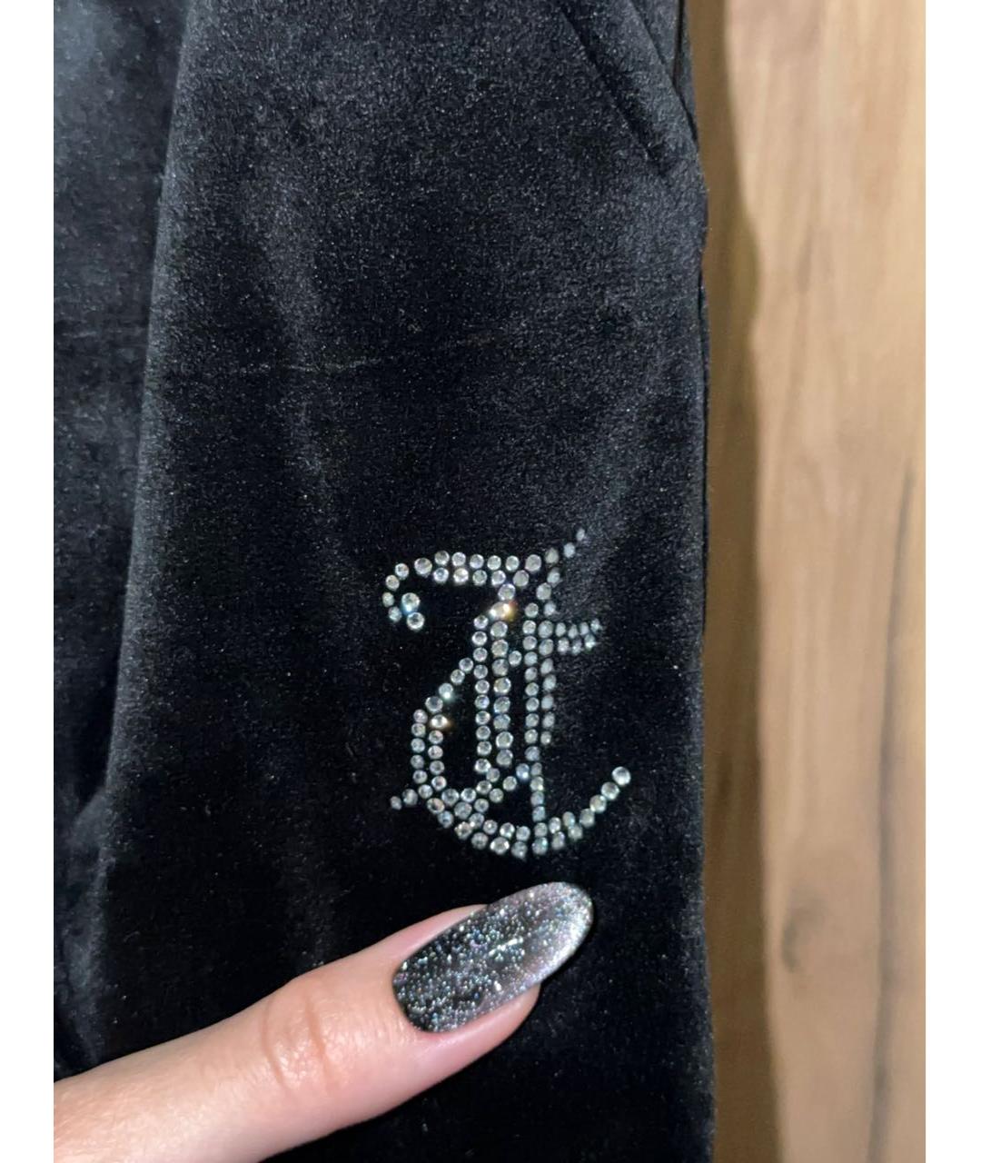JUICY COUTURE Черные велюровые прямые брюки, фото 8