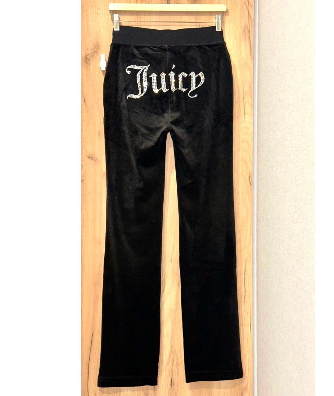 JUICY COUTURE Черные велюровые прямые брюки, фото 4