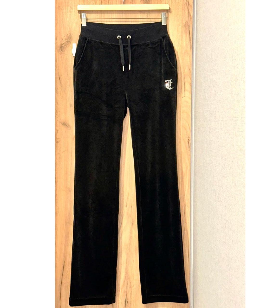 JUICY COUTURE Черные велюровые прямые брюки, фото 3