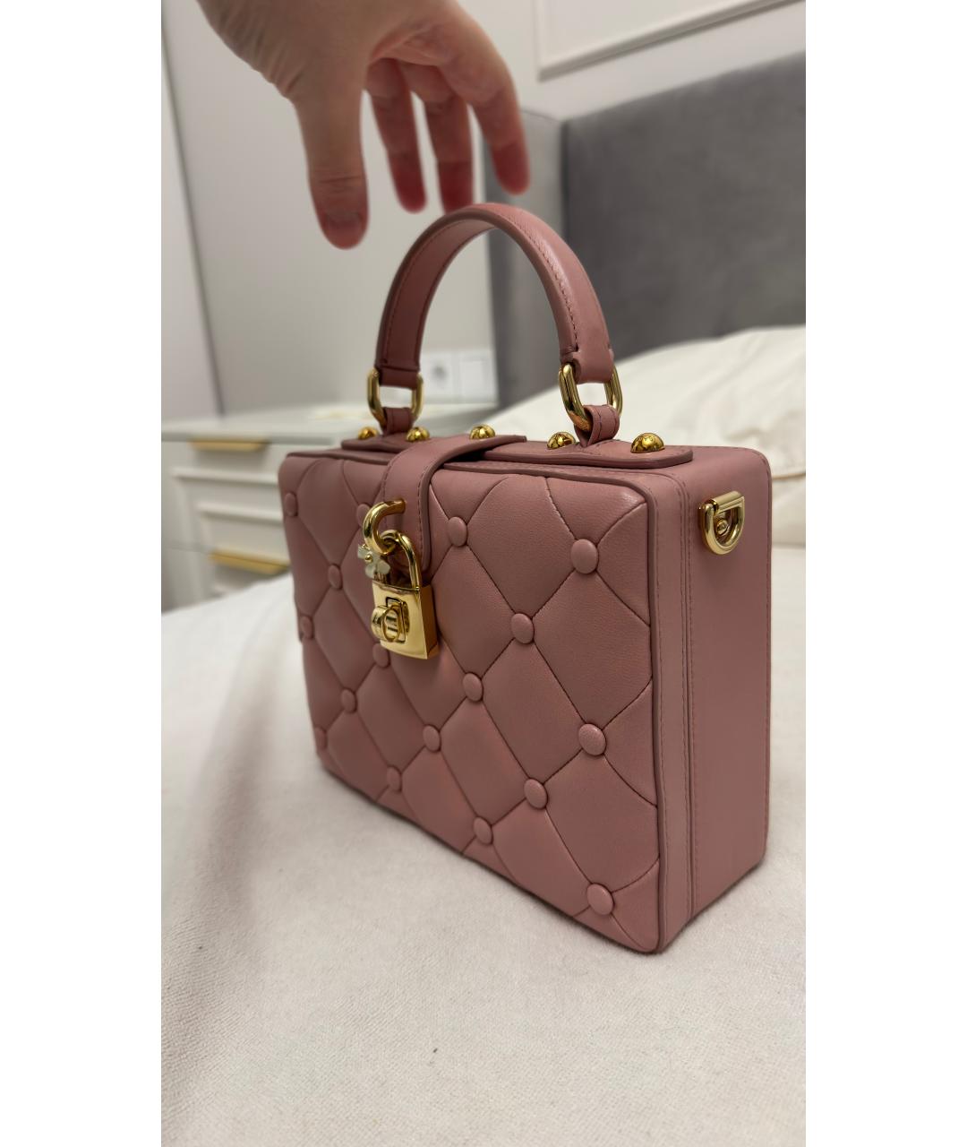 DOLCE&GABBANA Розовая кожаная сумка с короткими ручками, фото 2
