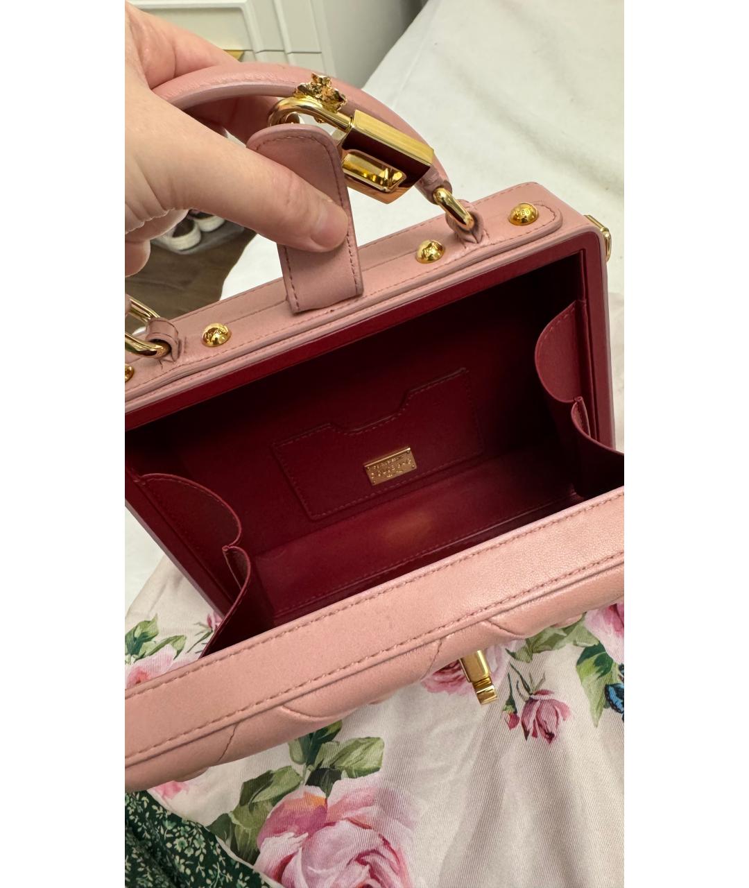 DOLCE&GABBANA Розовая кожаная сумка с короткими ручками, фото 5