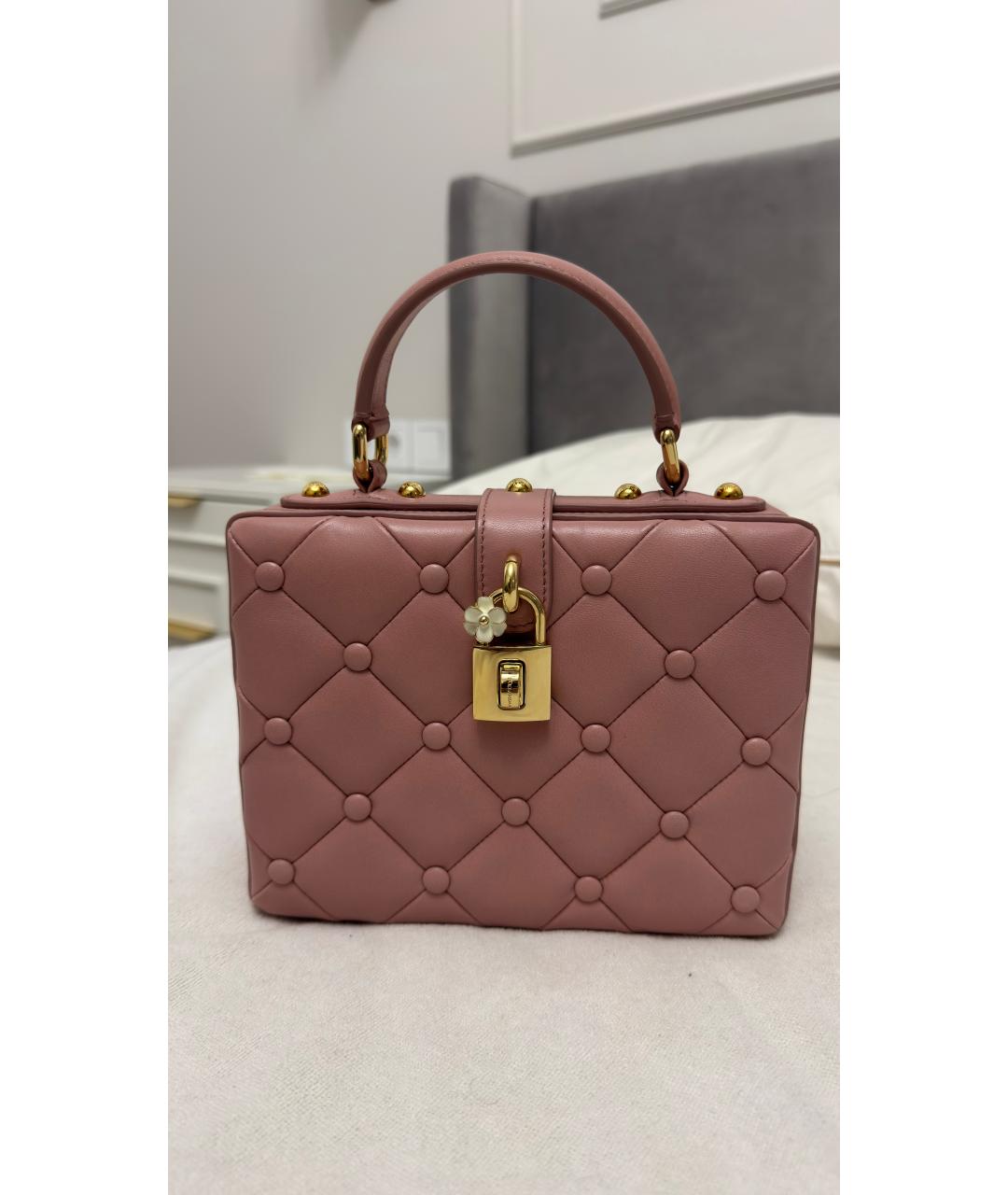 DOLCE&GABBANA Розовая кожаная сумка с короткими ручками, фото 6