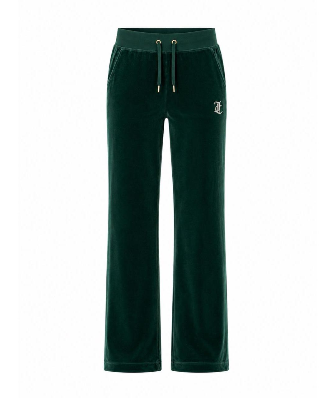 JUICY COUTURE Зеленые велюровые прямые брюки, фото 1