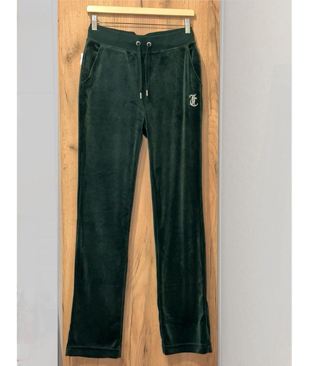 JUICY COUTURE Зеленые велюровые прямые брюки, фото 2