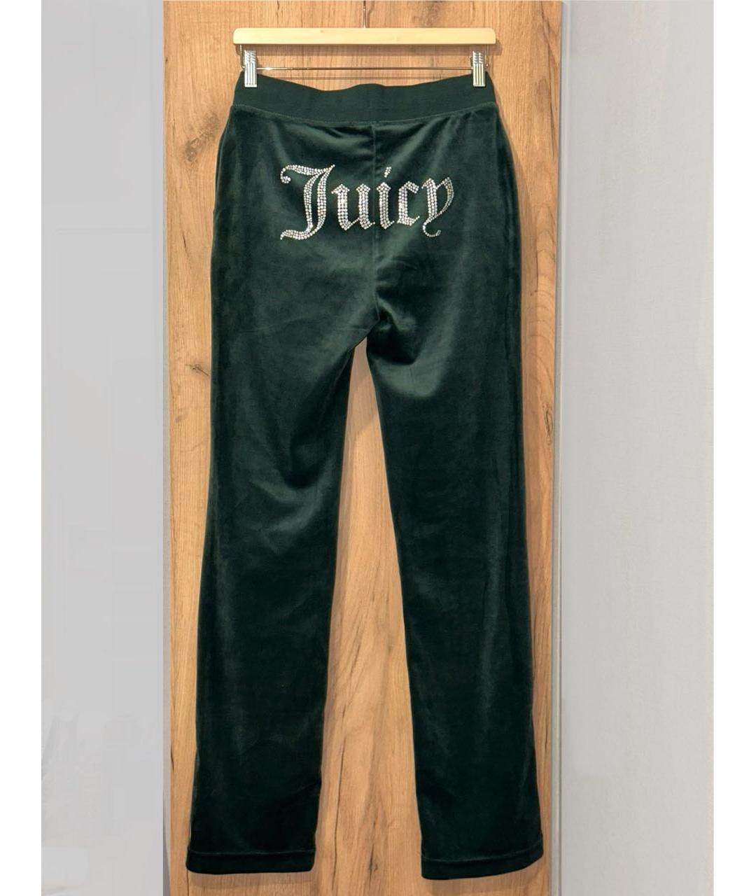 JUICY COUTURE Зеленые велюровые прямые брюки, фото 3