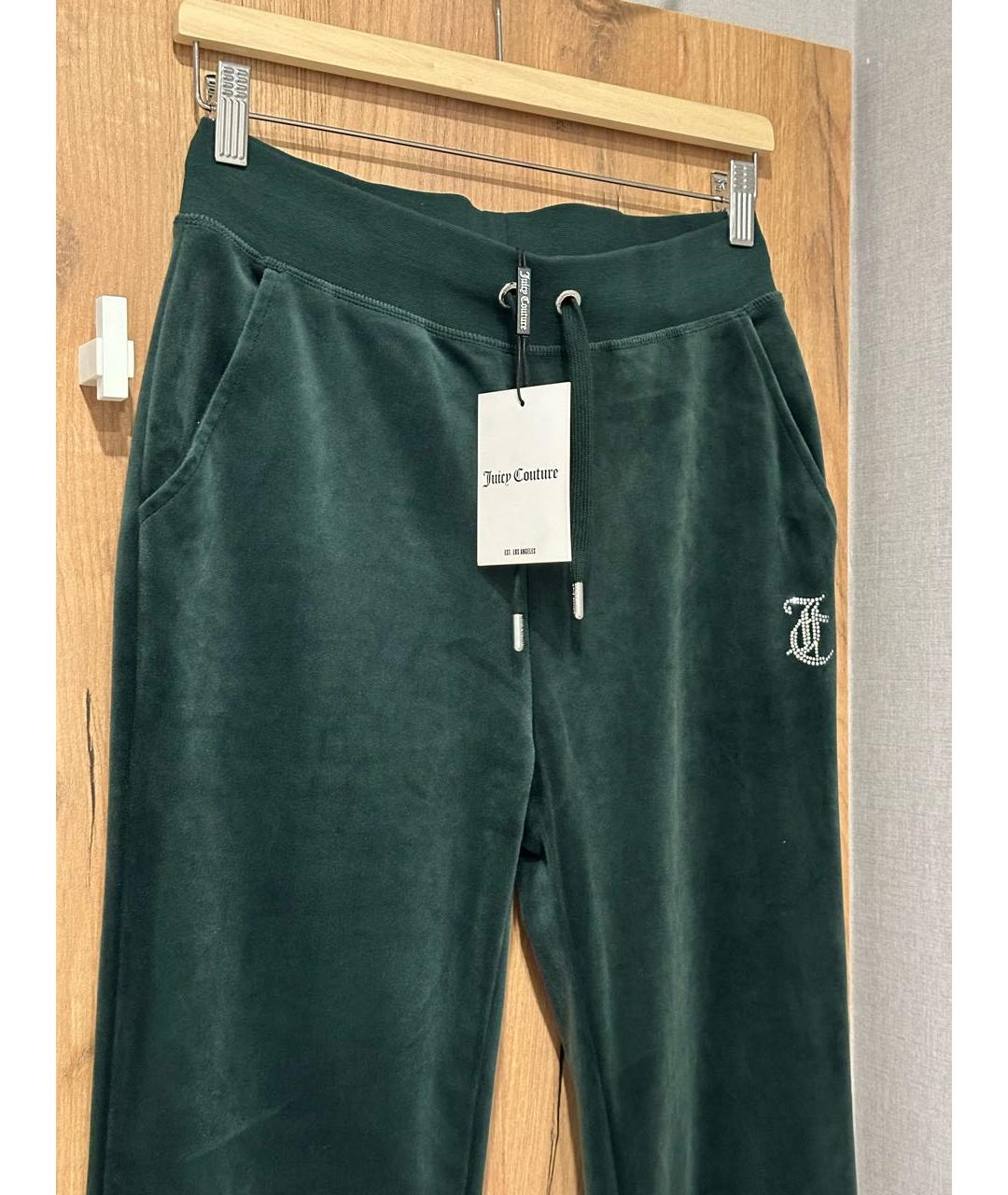 JUICY COUTURE Зеленые велюровые прямые брюки, фото 4