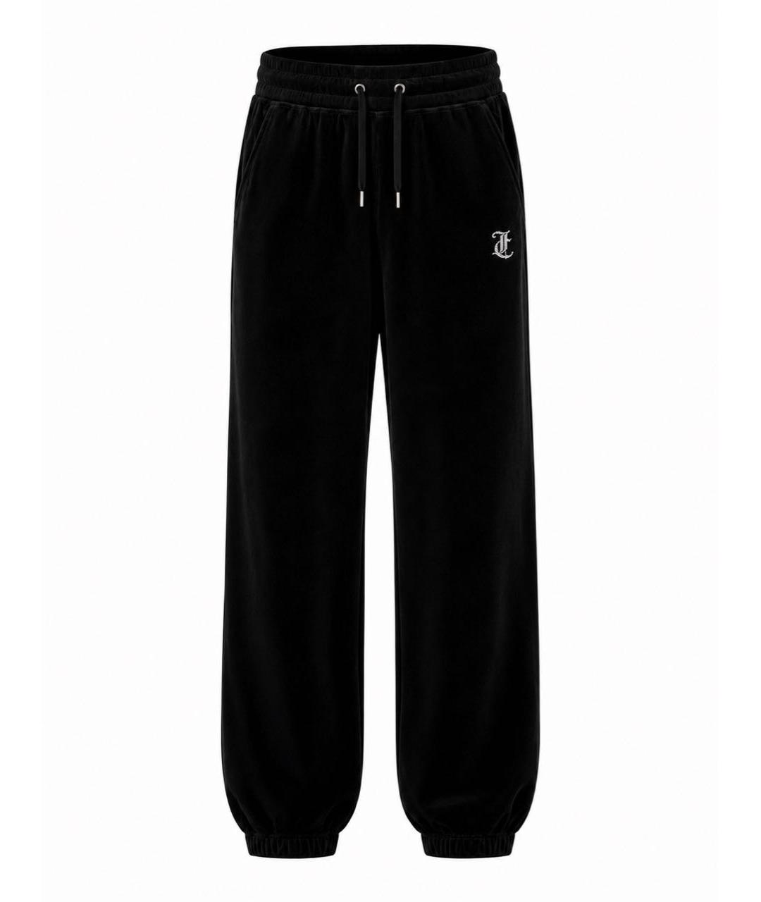 JUICY COUTURE Черные велюровые брюки узкие, фото 1