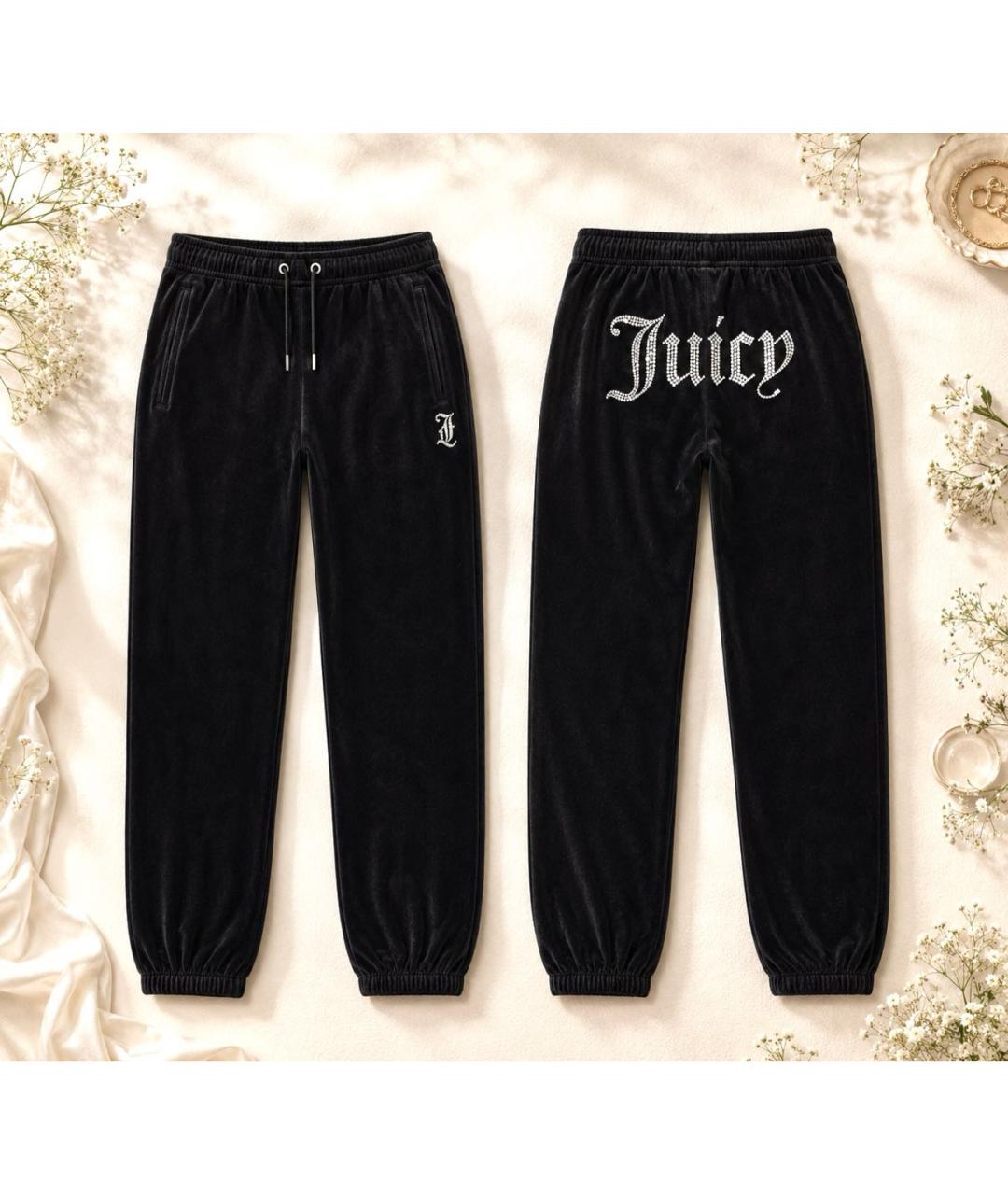 JUICY COUTURE Черные велюровые брюки узкие, фото 2