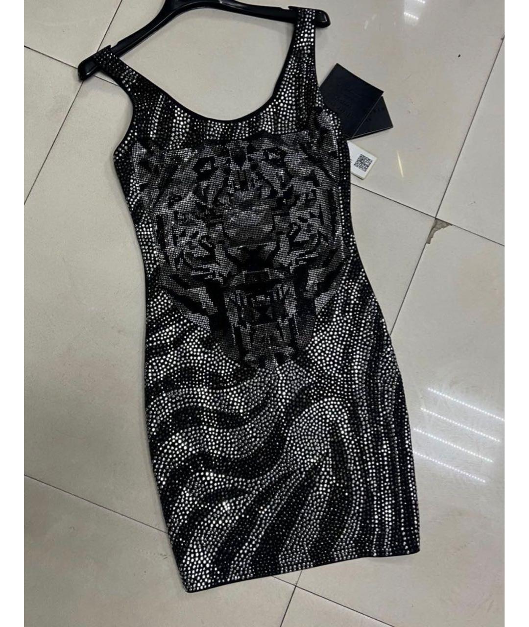 PHILIPP PLEIN Серебряное вискозное коктейльное платье, фото 4