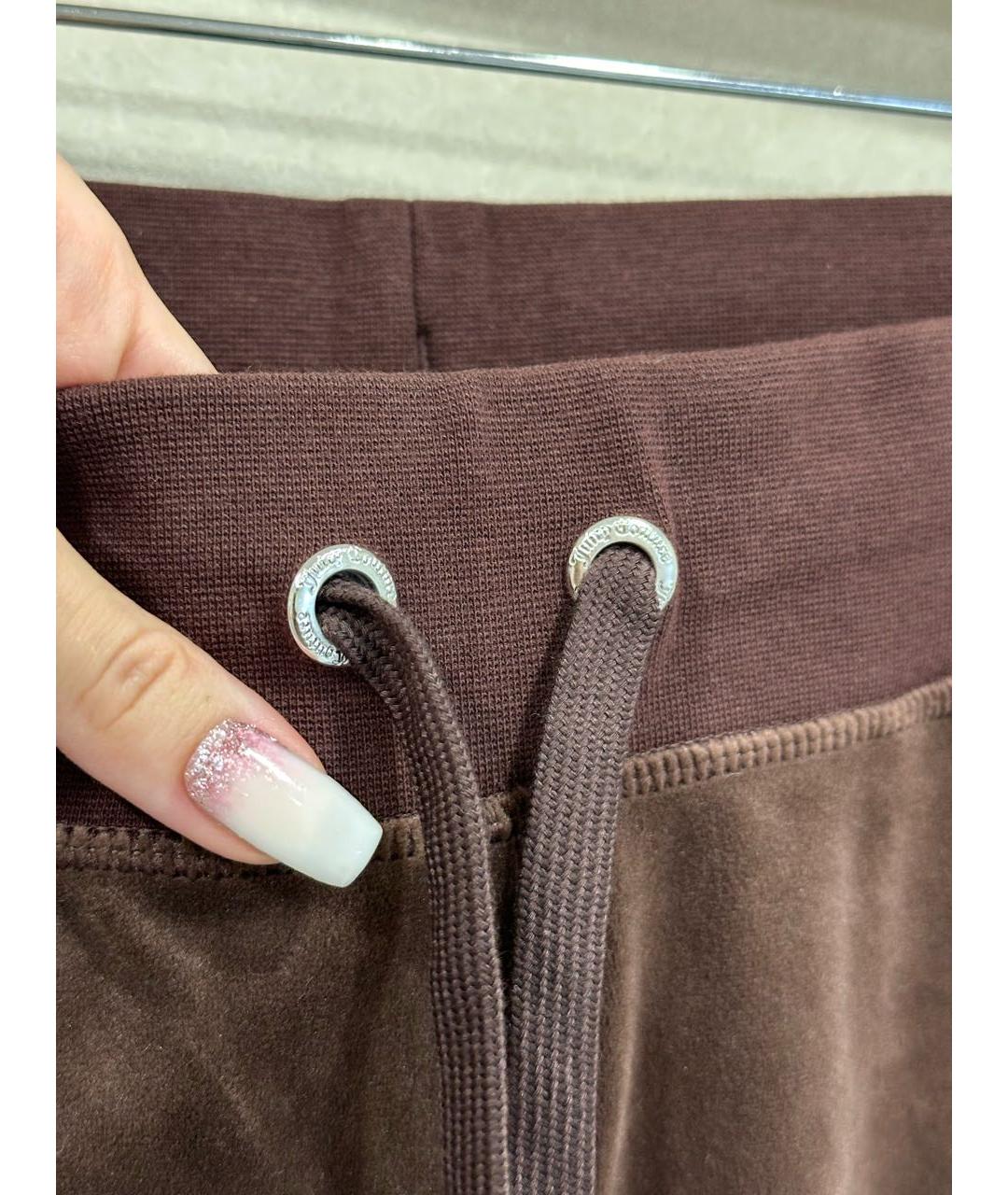 JUICY COUTURE Коричневые велюровые прямые брюки, фото 5