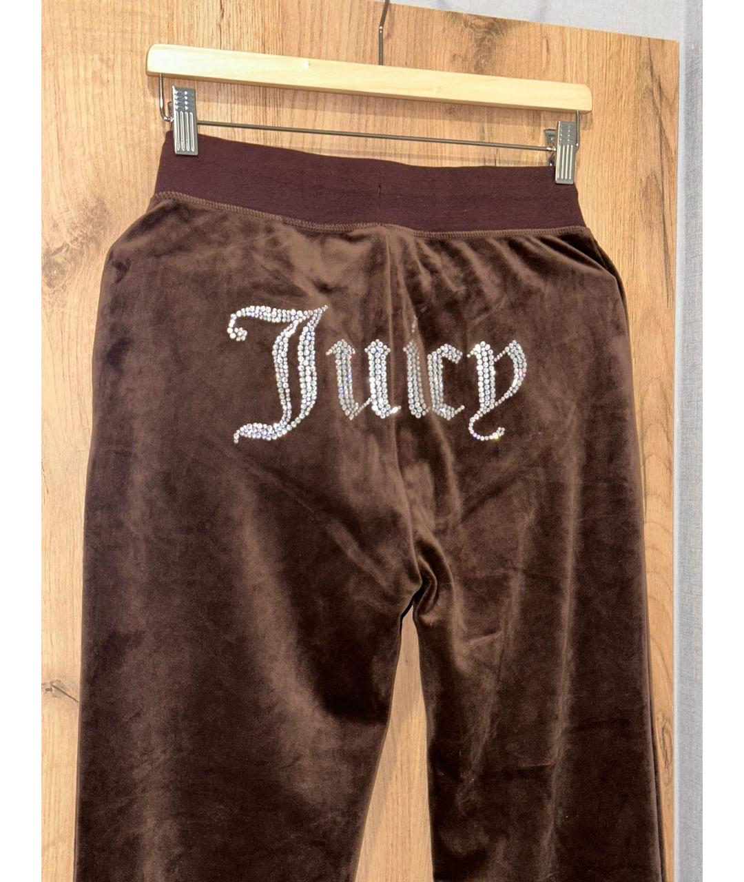 JUICY COUTURE Коричневые велюровые прямые брюки, фото 2