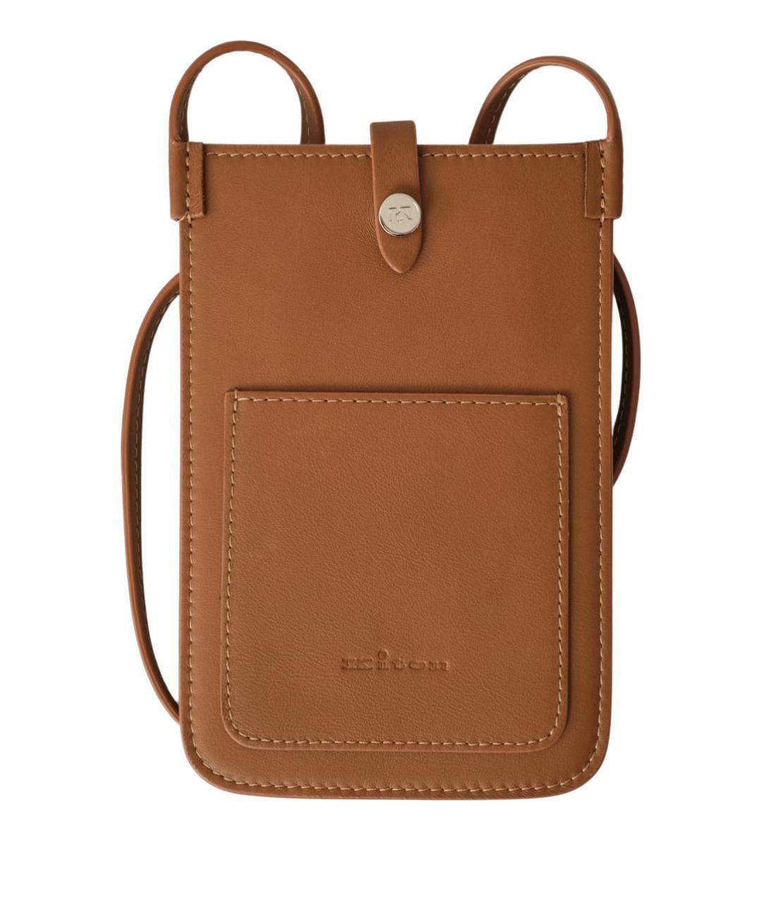 KITON Коричневая кожаная сумка через плечо, фото 1