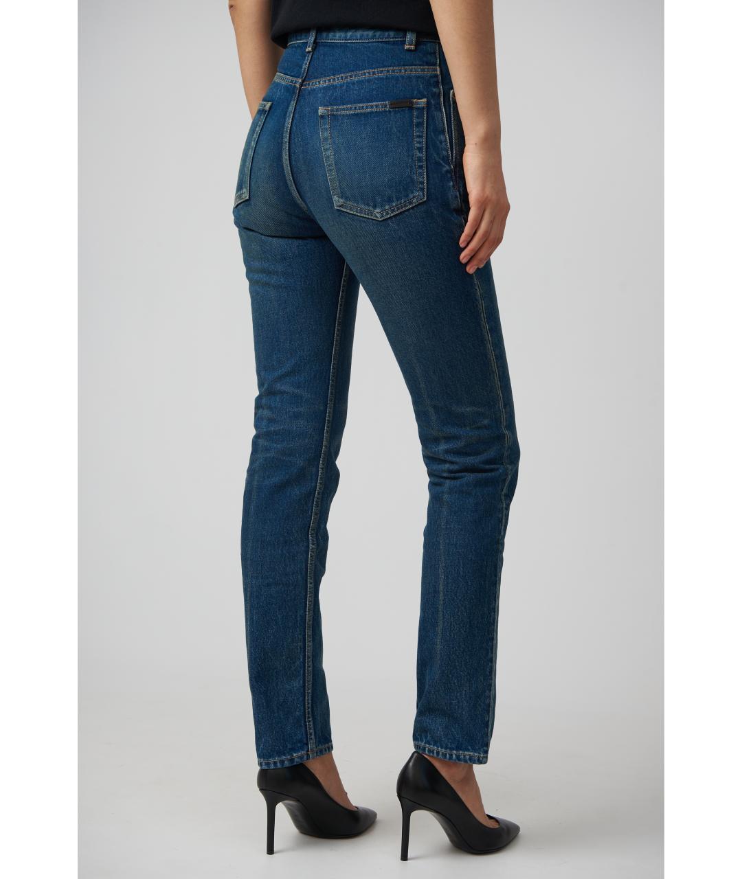 SAINT LAURENT Темно-синие хлопковые прямые джинсы, фото 5