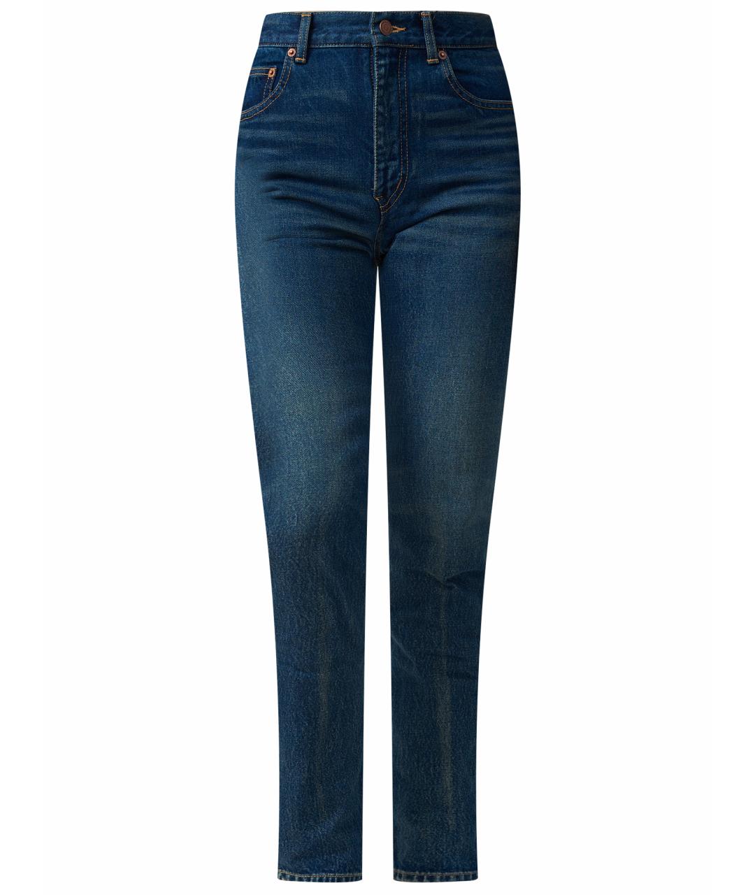 SAINT LAURENT Темно-синие хлопковые прямые джинсы, фото 1