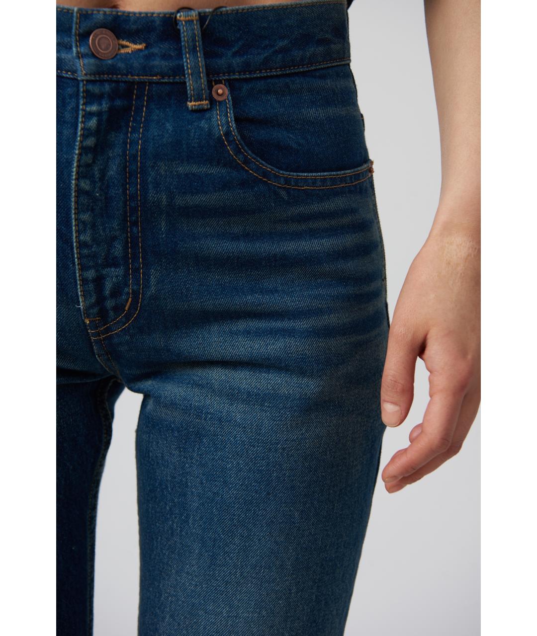 SAINT LAURENT Темно-синие хлопковые прямые джинсы, фото 3