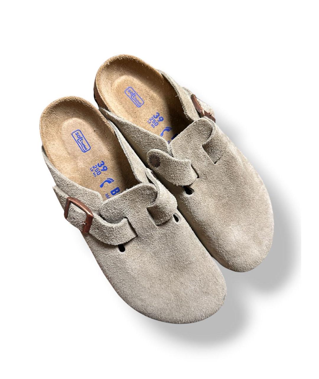 BIRKENSTOCK Бежевые замшевые сабо, фото 3