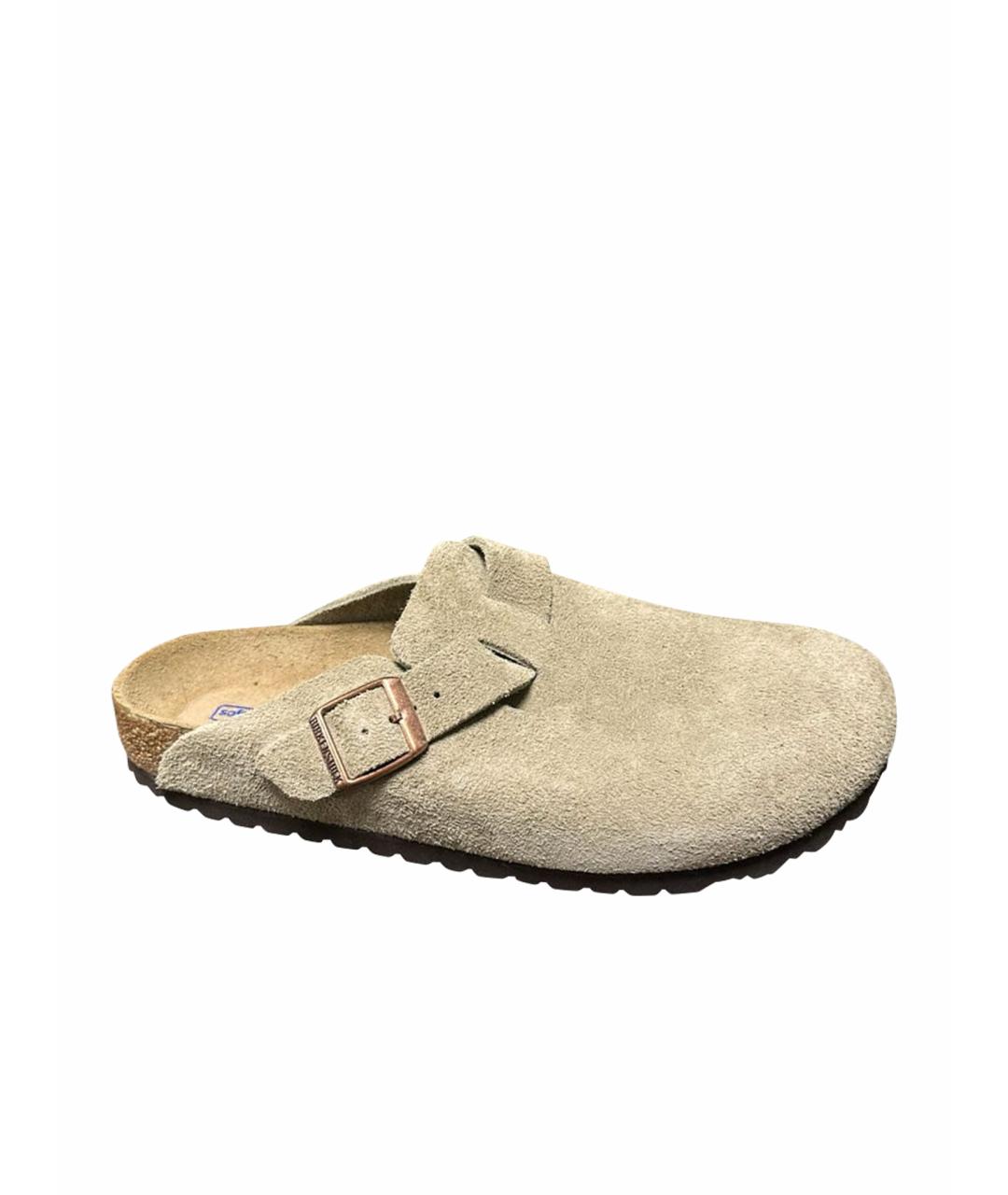 BIRKENSTOCK Бежевые замшевые сабо, фото 1