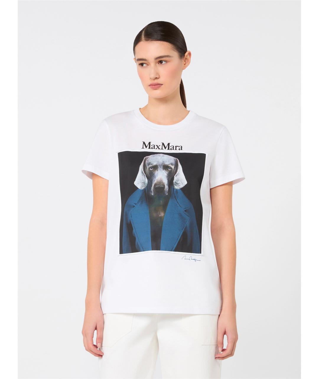 MAX MARA Белая хлопковая футболка, фото 2