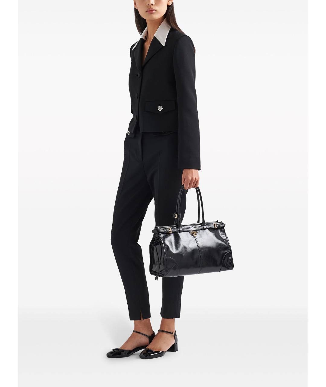 PRADA Черная кожаная сумка тоут, фото 4