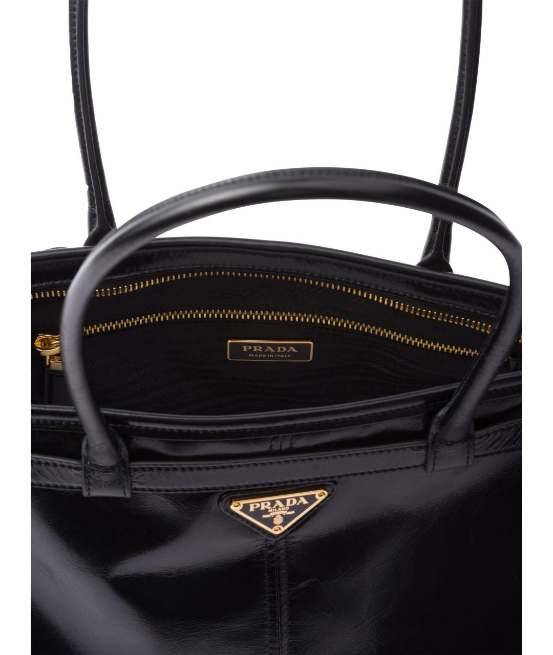 PRADA Черная кожаная сумка тоут, фото 5
