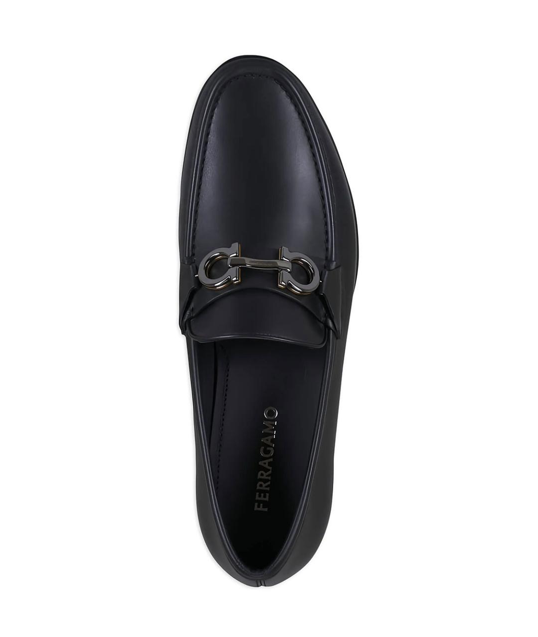 FERRAGAMO Черные кожаные лоферы, фото 4