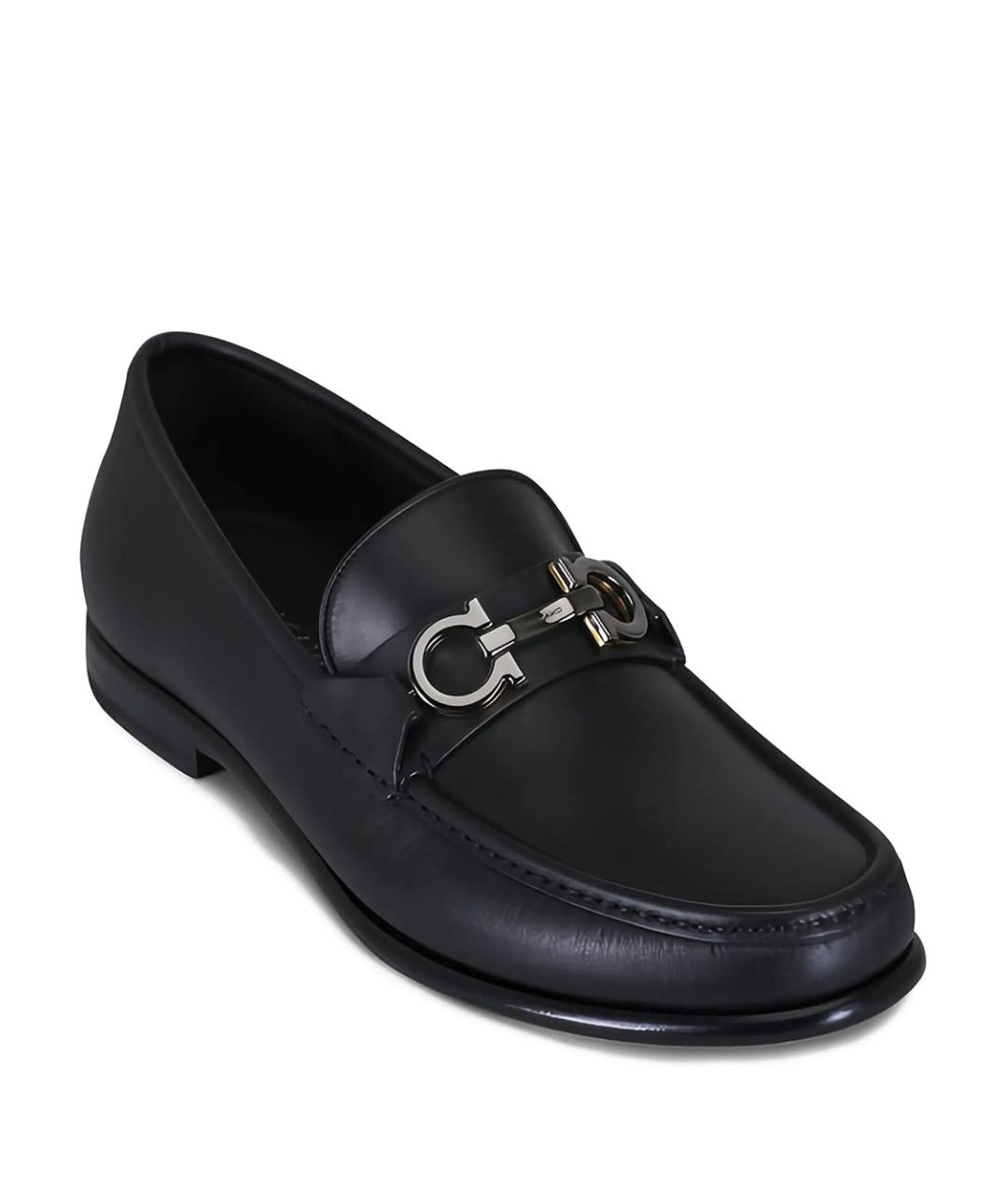 FERRAGAMO Черные кожаные лоферы, фото 2