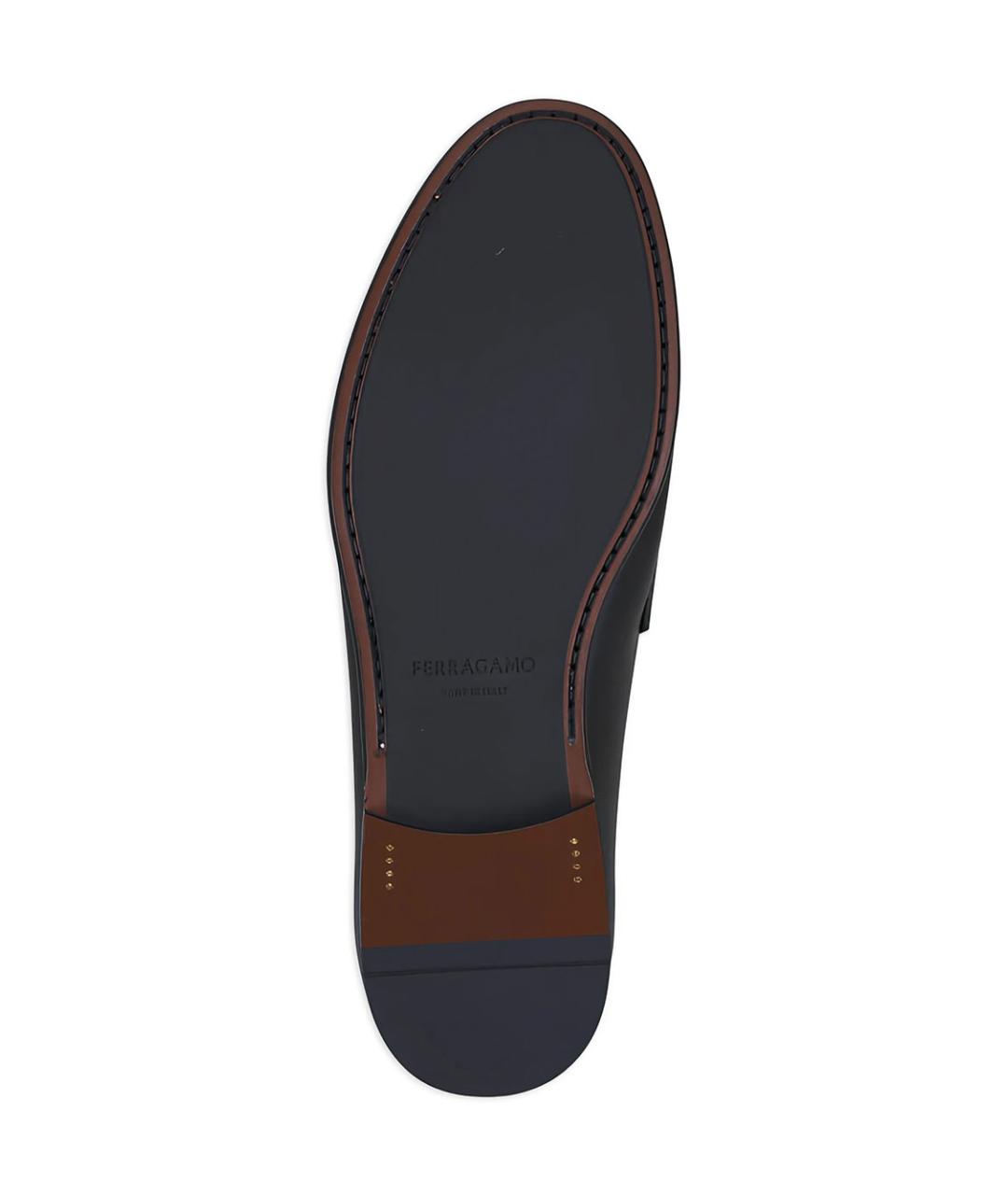 FERRAGAMO Черные кожаные лоферы, фото 3