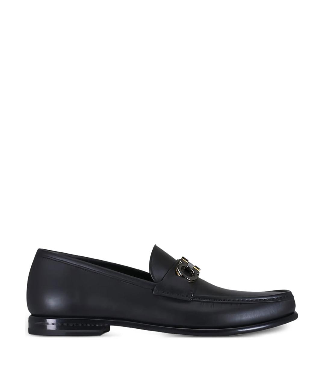 FERRAGAMO Черные кожаные лоферы, фото 1