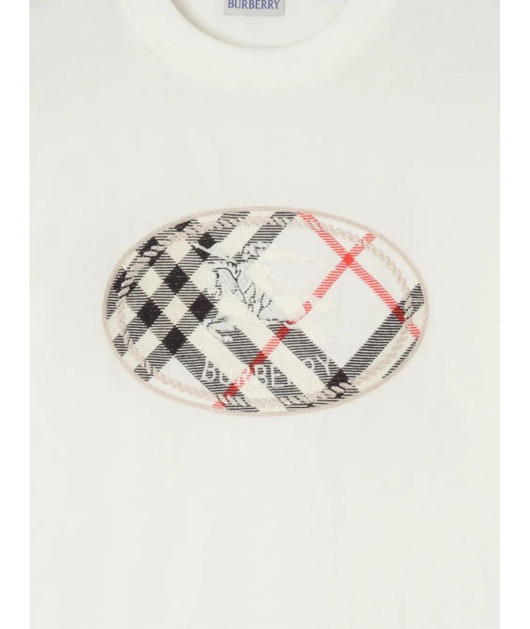 BURBERRY Белая хлопковая футболка, фото 5
